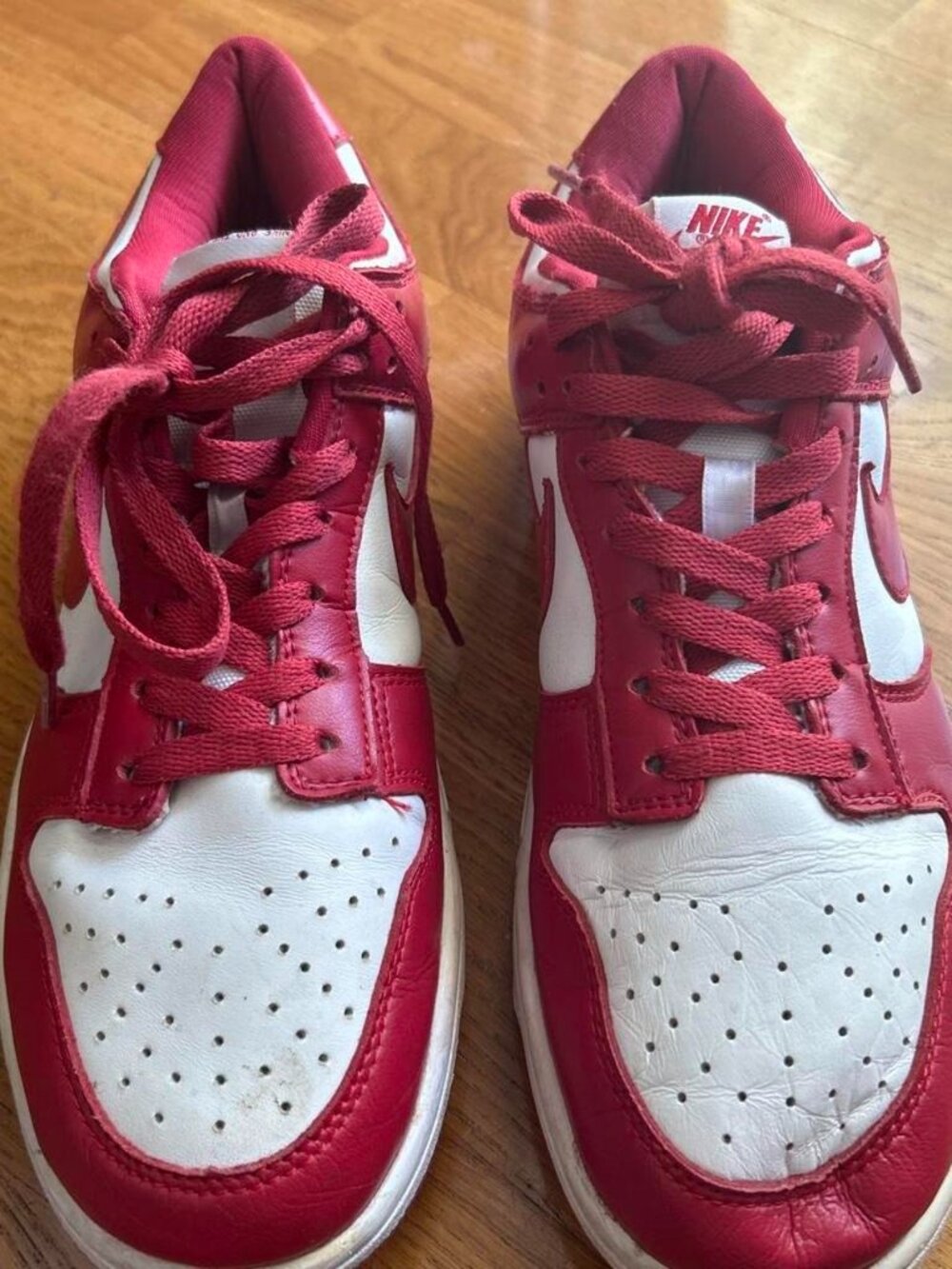 Nike Red & White Sneakers – Size 8